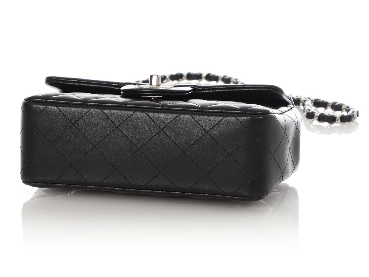Chanel Mini Black Quilted Lambskin Rectangular Classic - Image 7