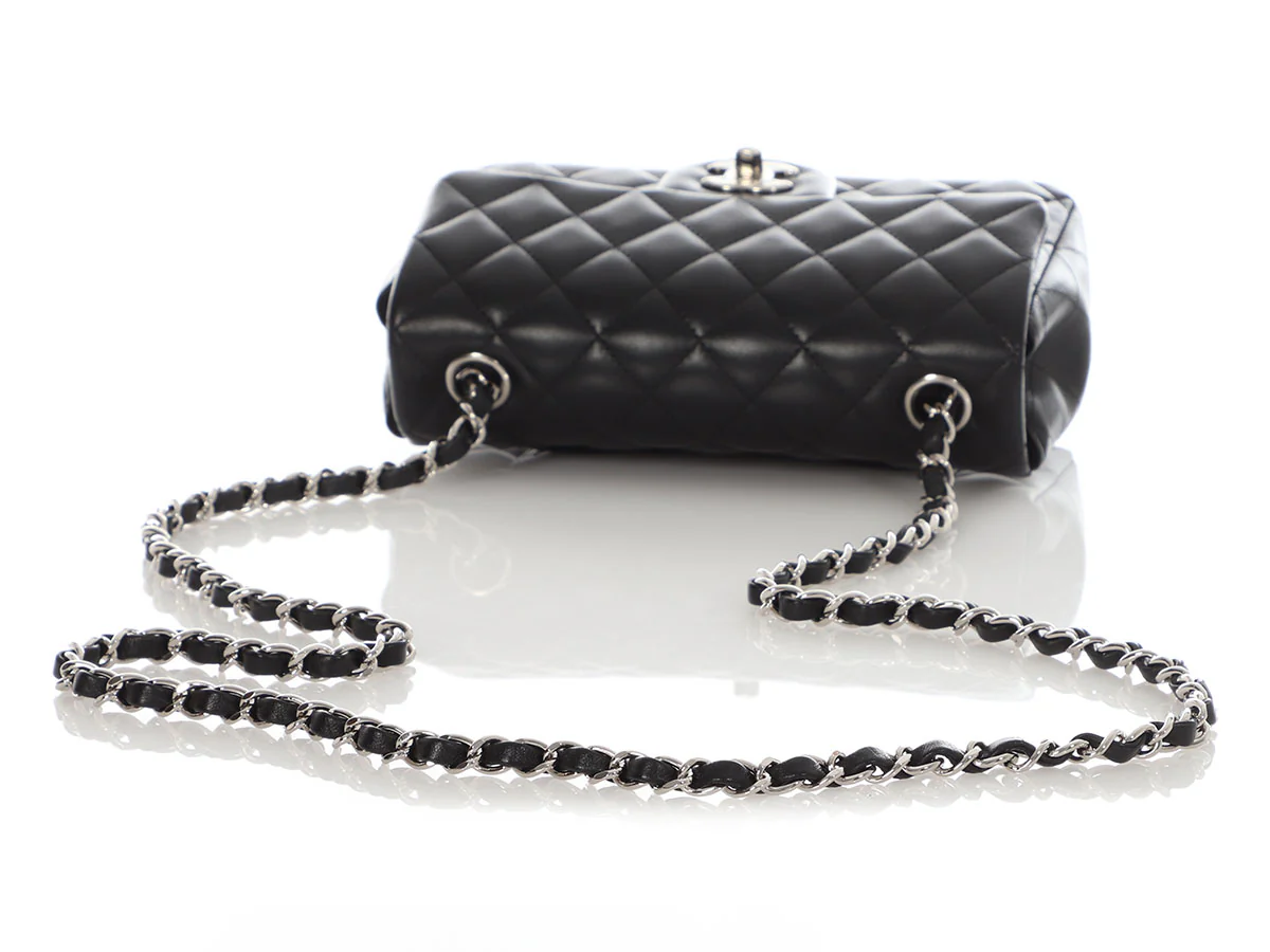 Chanel Mini Black Quilted Lambskin Rectangular Classic - Image 8