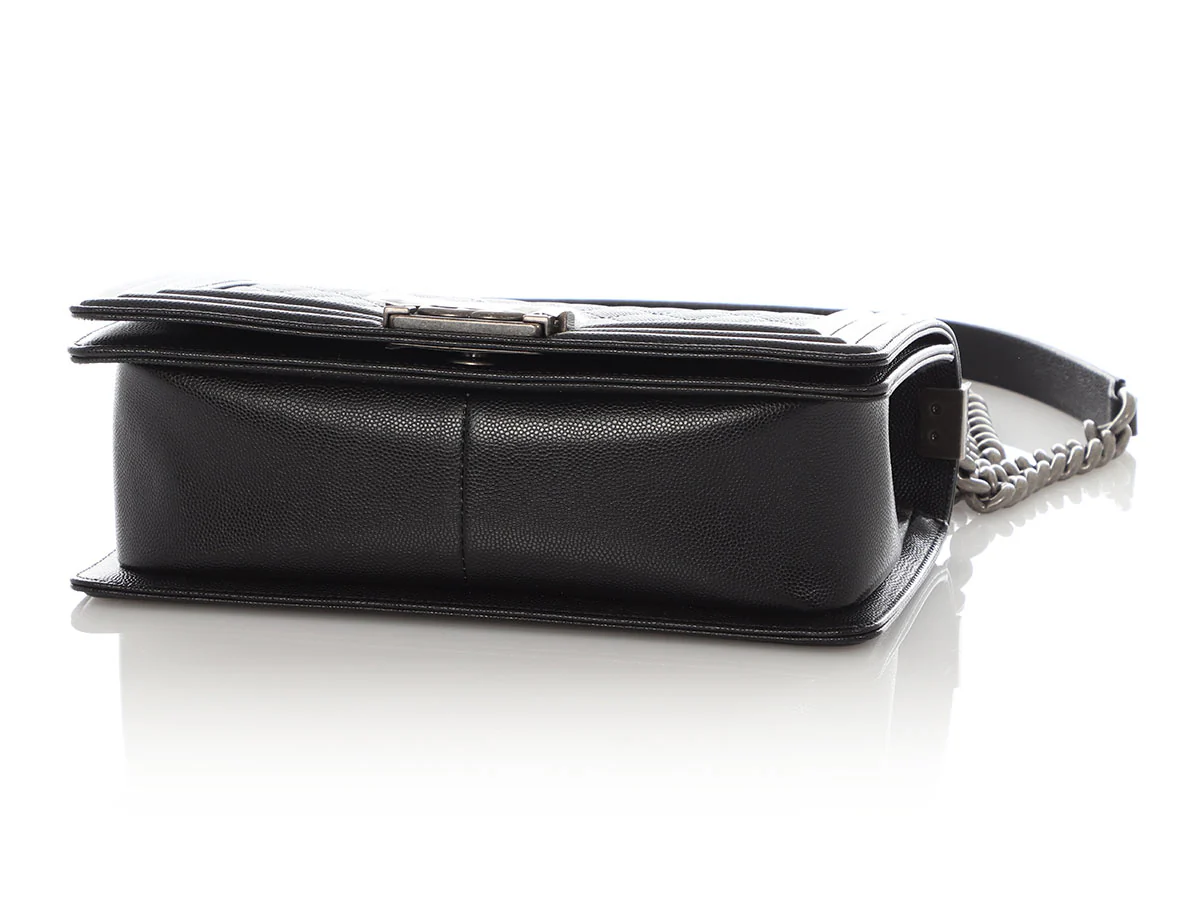 Chanel Old Medium Black Quilted Caviar Boy Bag - Image 7