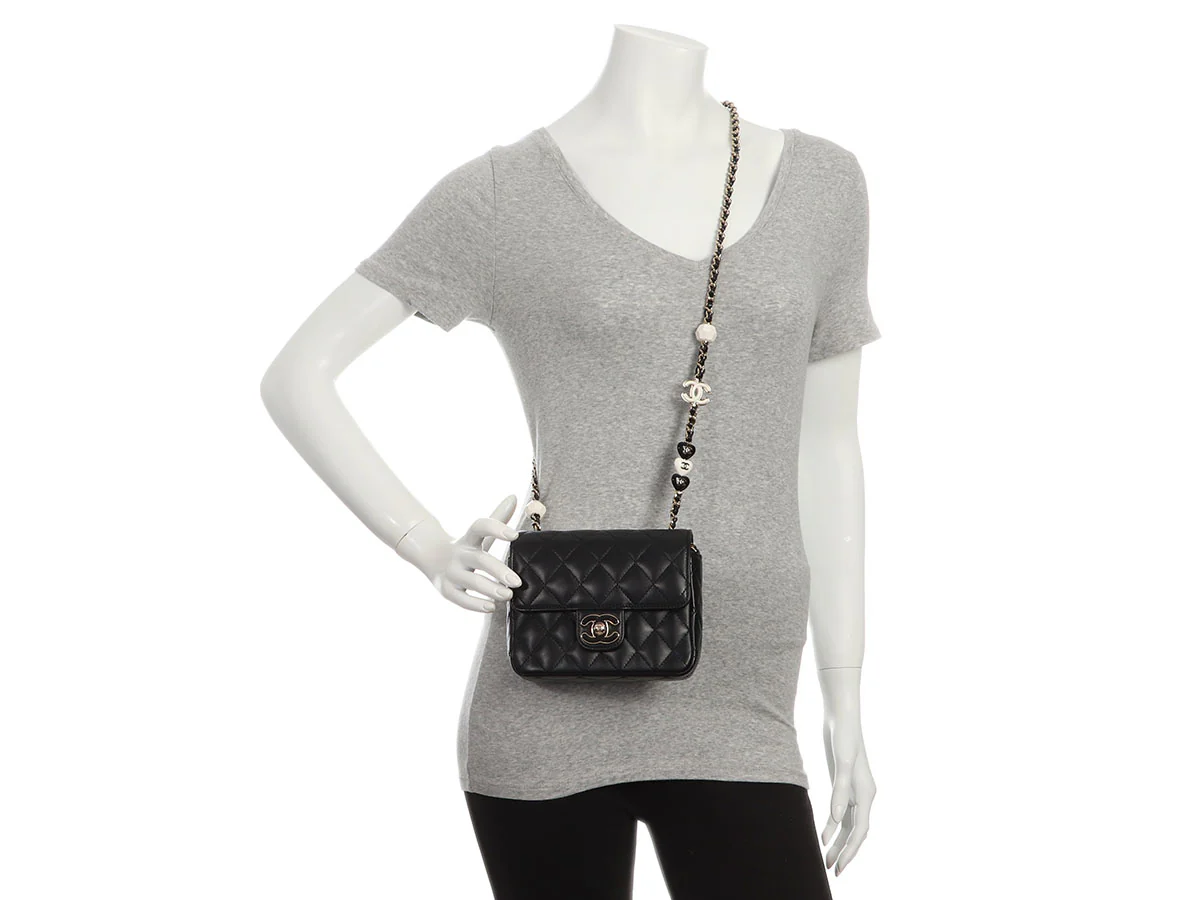 Chanel Mini Black Quilted Lambskin Heart Charms Flap - Image 11