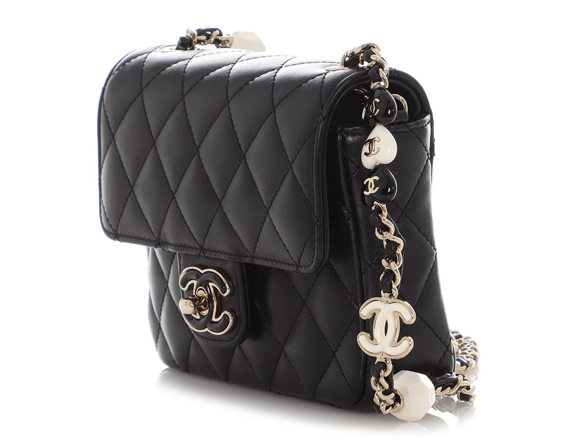 Chanel Mini Black Quilted Lambskin Heart Charms Flap - Image 4