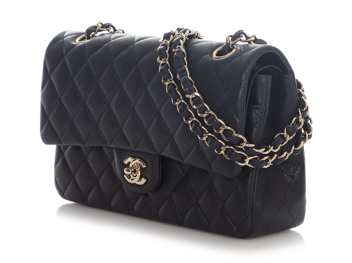 Chanel Medium/Large Navy Quilted Caviar Classic Double Flap - Image 4