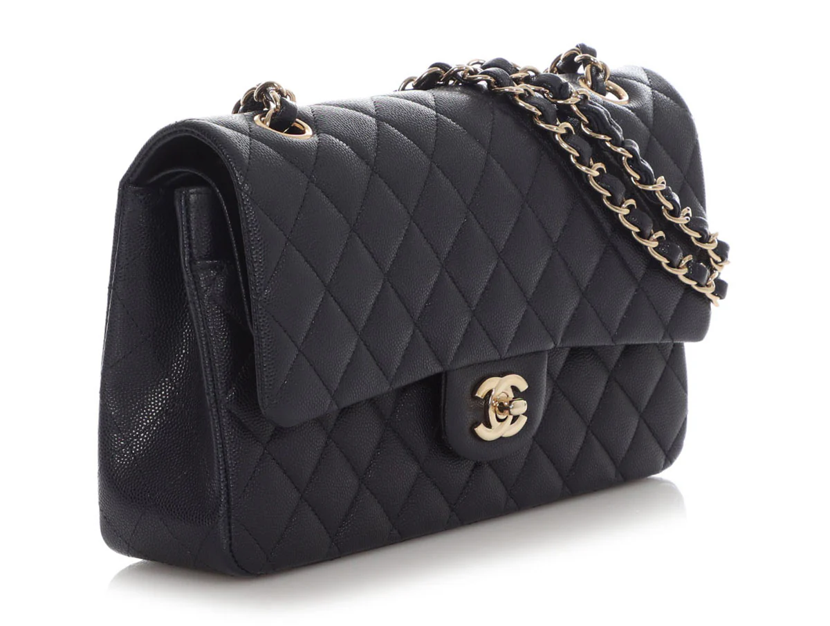 Chanel Medium/Large Navy Quilted Caviar Classic Double Flap - Image 6