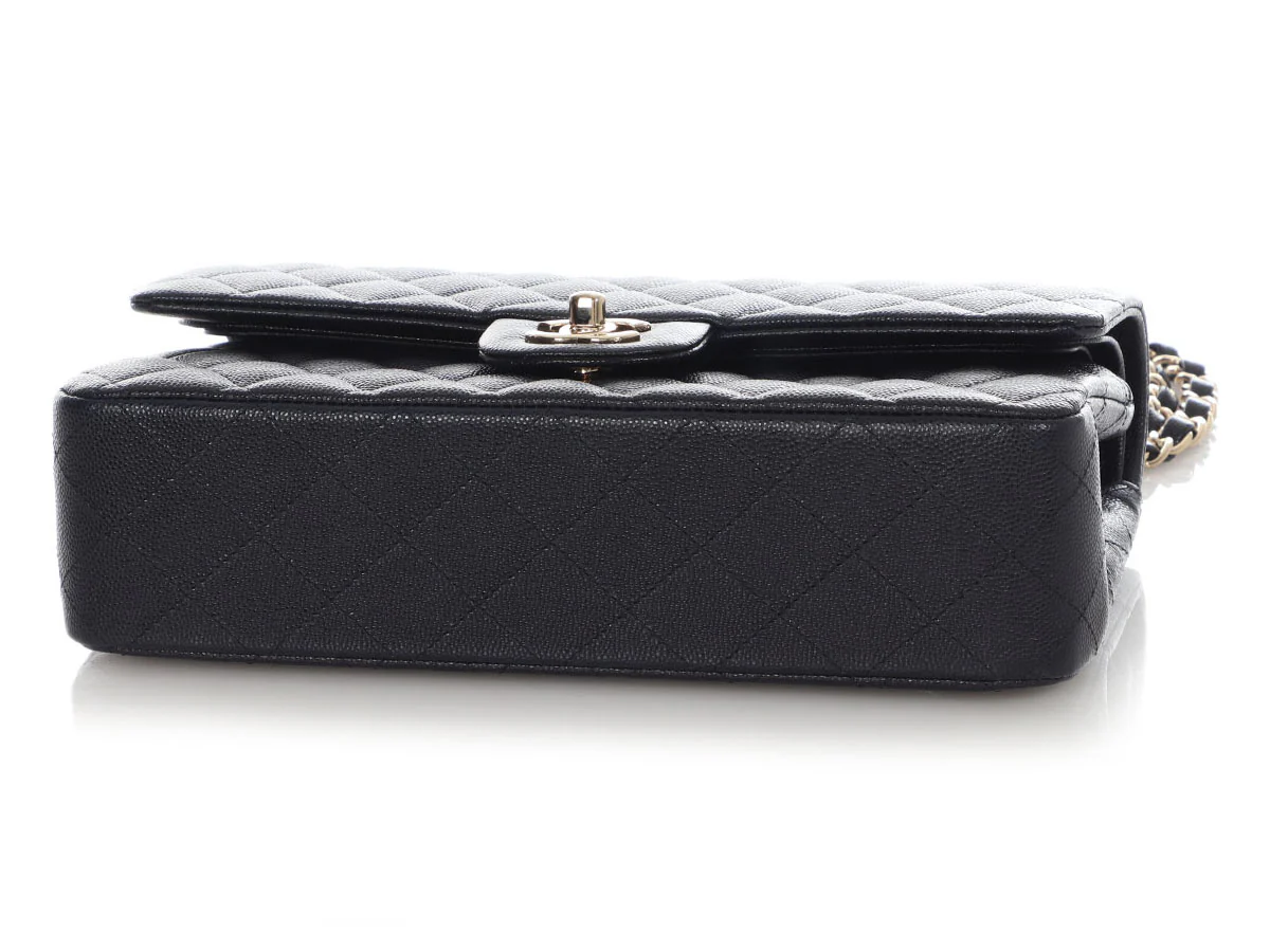 Chanel Medium/Large Navy Quilted Caviar Classic Double Flap - Image 7