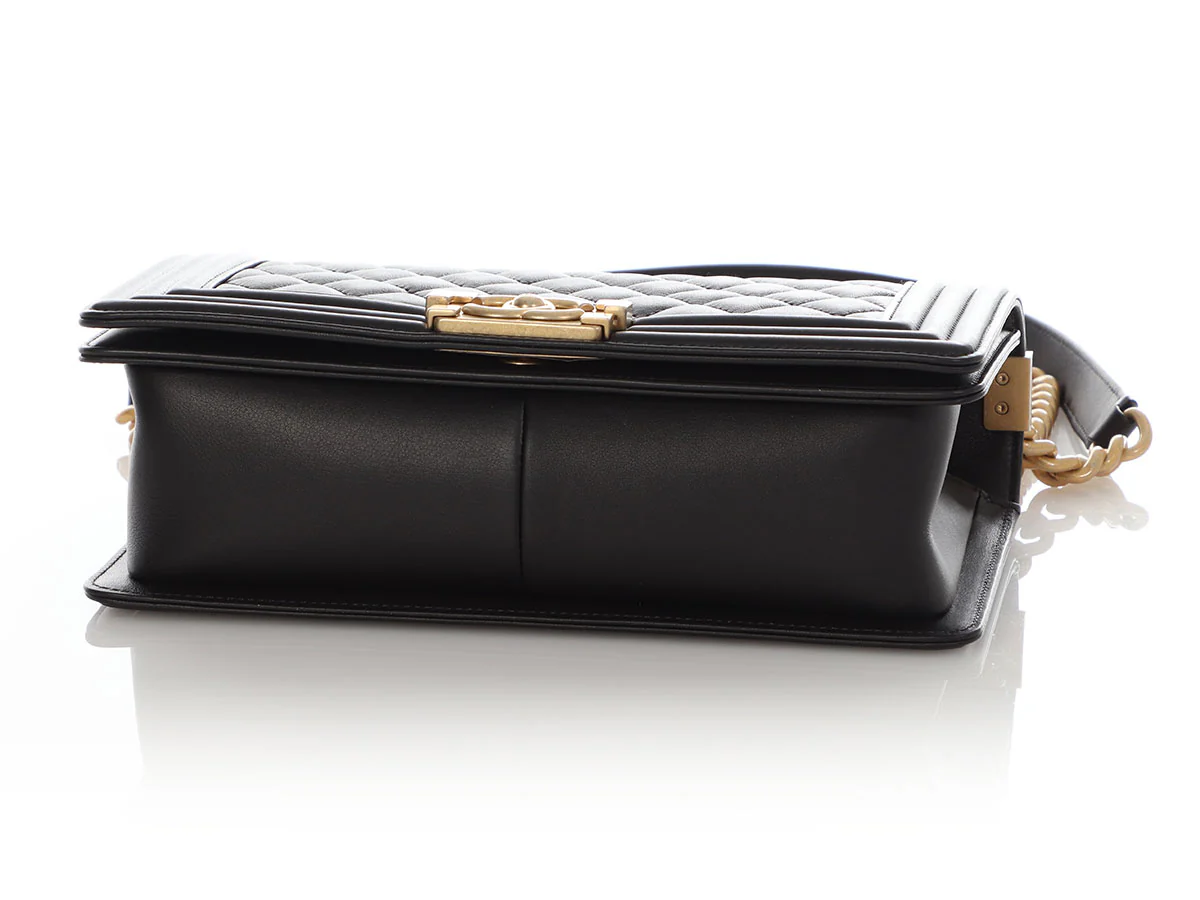 Chanel Old Medium Black Quilted Lambskin Boy Bag - Image 7