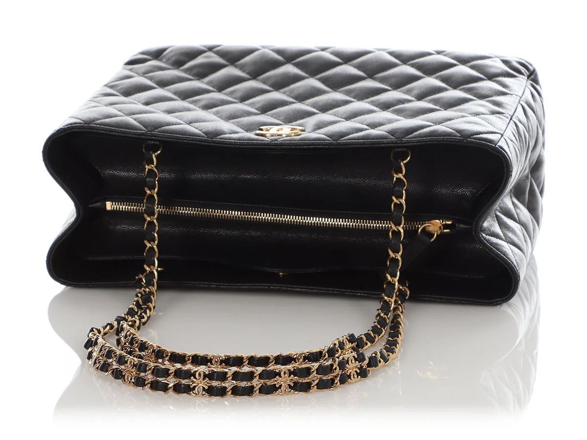 Chanel Small Black Quilted Soft Caviar Coco First Shopping Tote - Image 8
