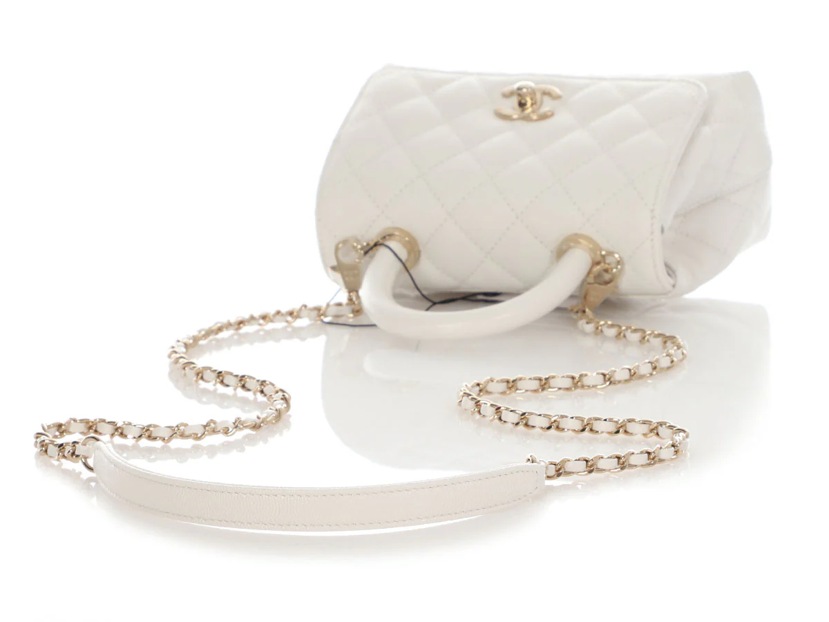 Chanel Extra Mini White Quilted Caviar Coco Handle TPM - Image 8