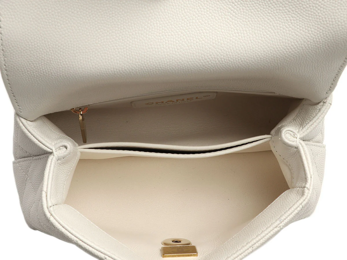 Chanel Extra Mini White Quilted Caviar Coco Handle TPM - Image 9