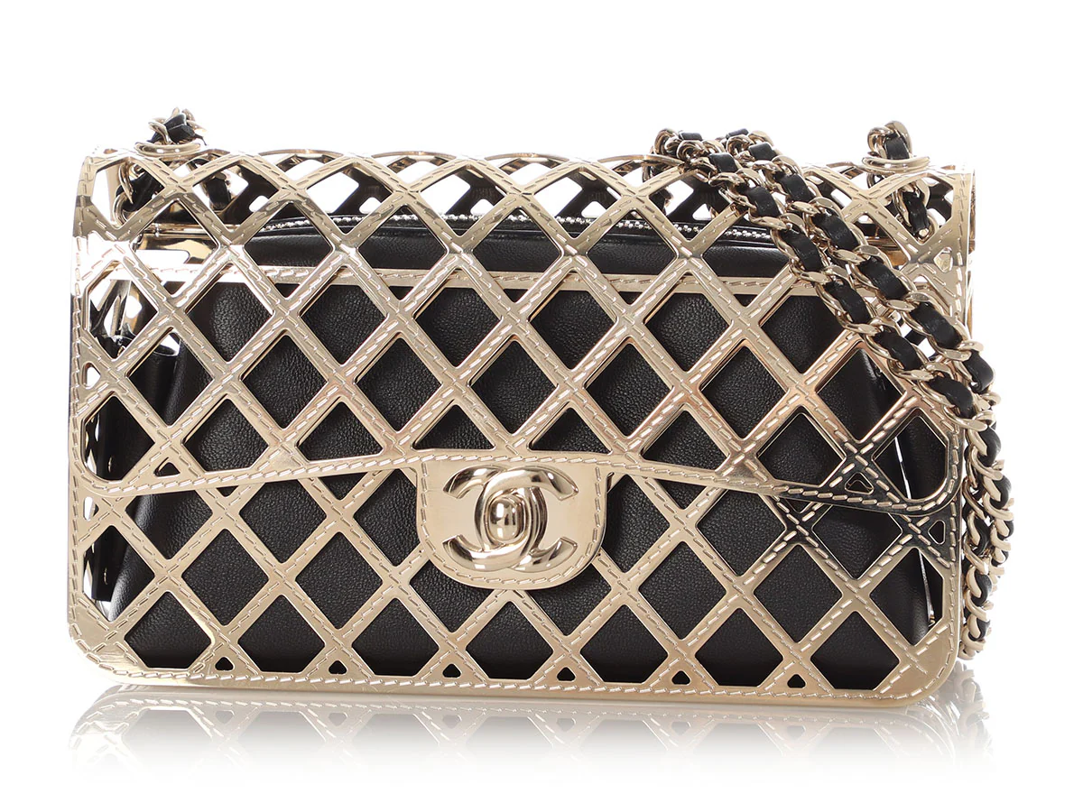 Chanel Small Gold Metal Cage Flap - Image 3