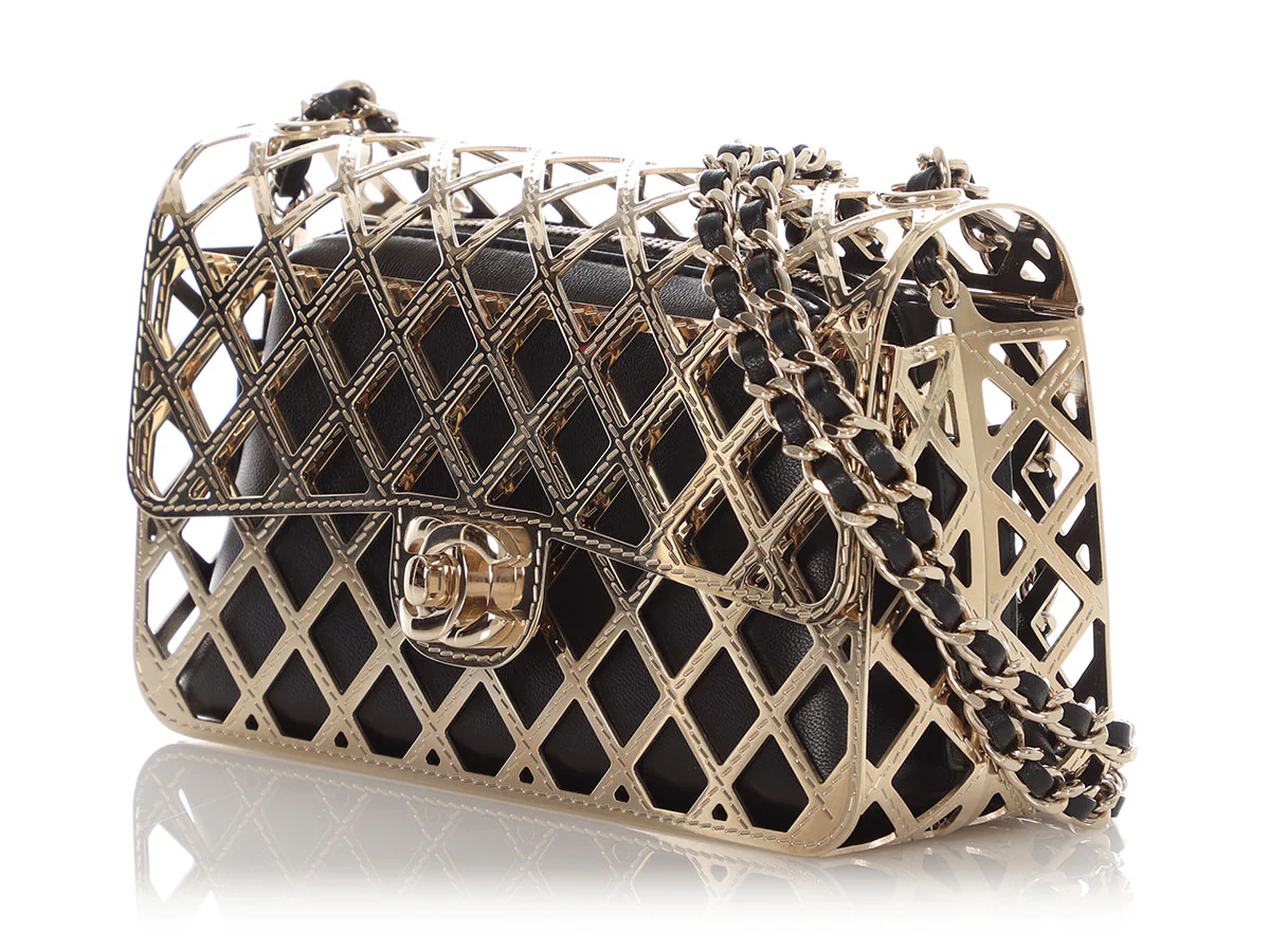 Chanel Small Gold Metal Cage Flap - Image 4