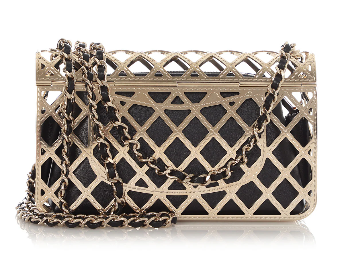 Chanel Small Gold Metal Cage Flap - Image 5
