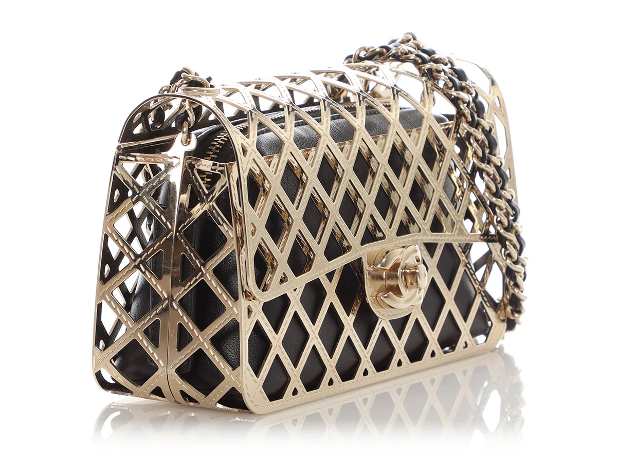 Chanel Small Gold Metal Cage Flap - Image 6