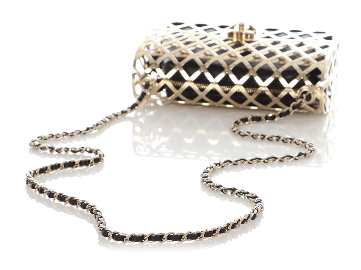 Chanel Small Gold Metal Cage Flap - Image 8