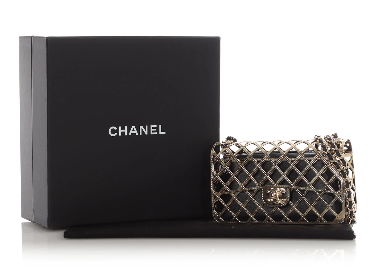 Chanel Small Gold Metal Cage Flap - Image 9