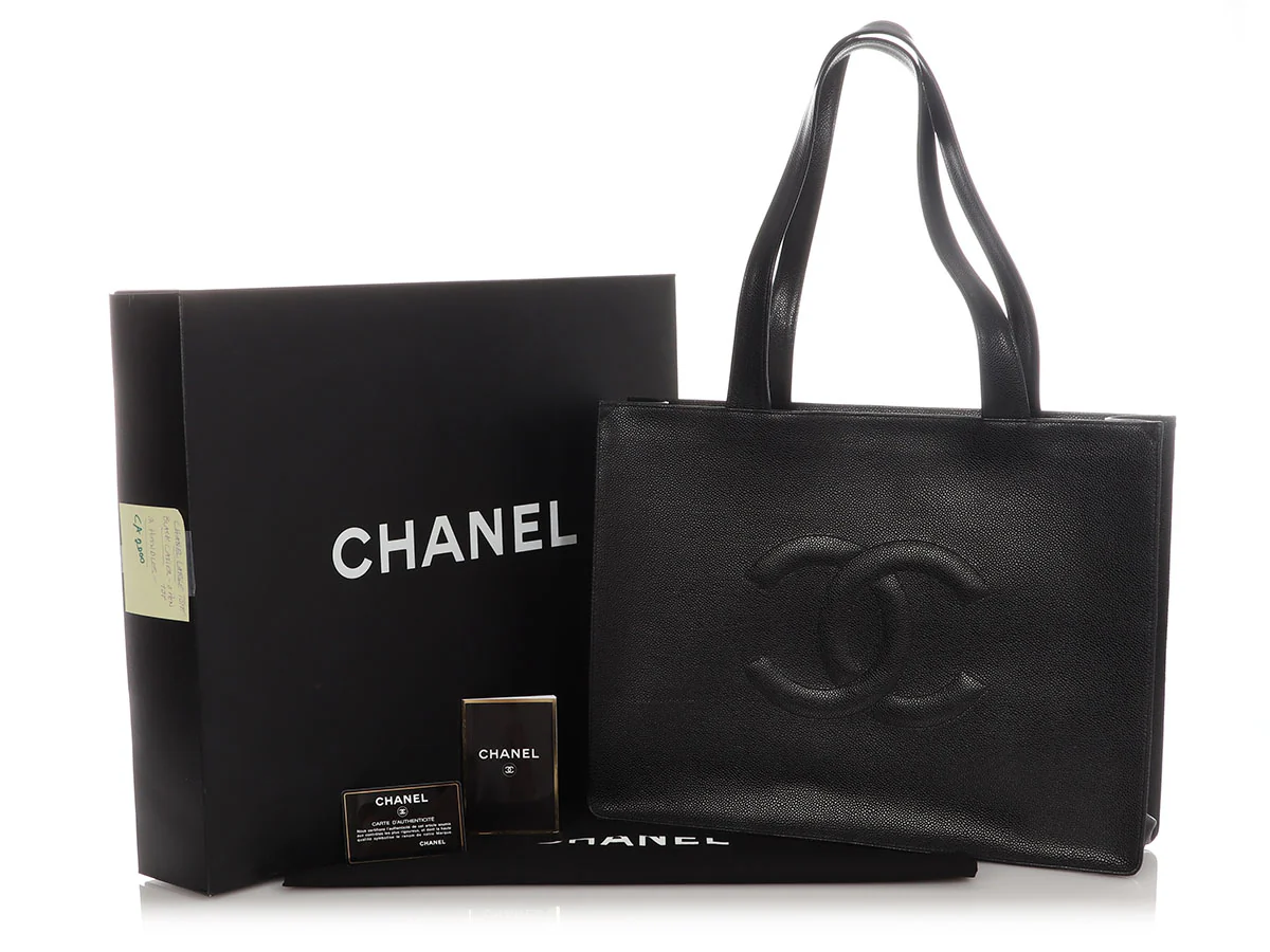 Chanel Vintage XL Black Caviar Tote - Image 2