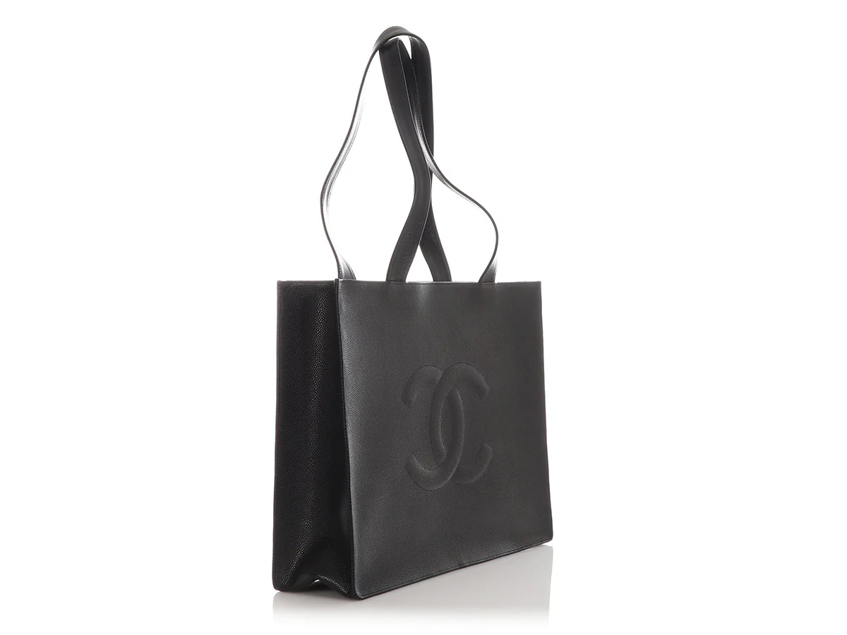 Chanel Vintage XL Black Caviar Tote - Image 6