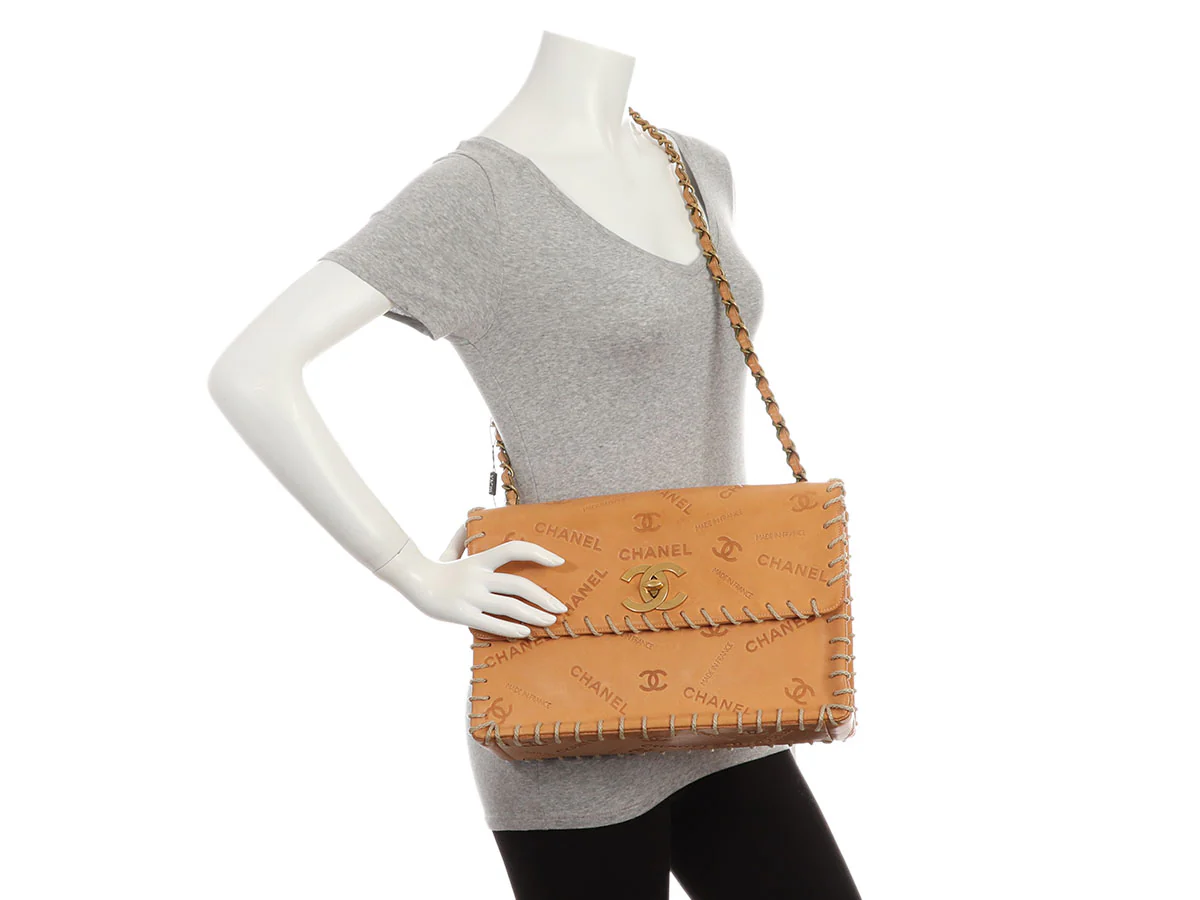 Chanel Tan Whipstitched Embossed Flap - Image 10