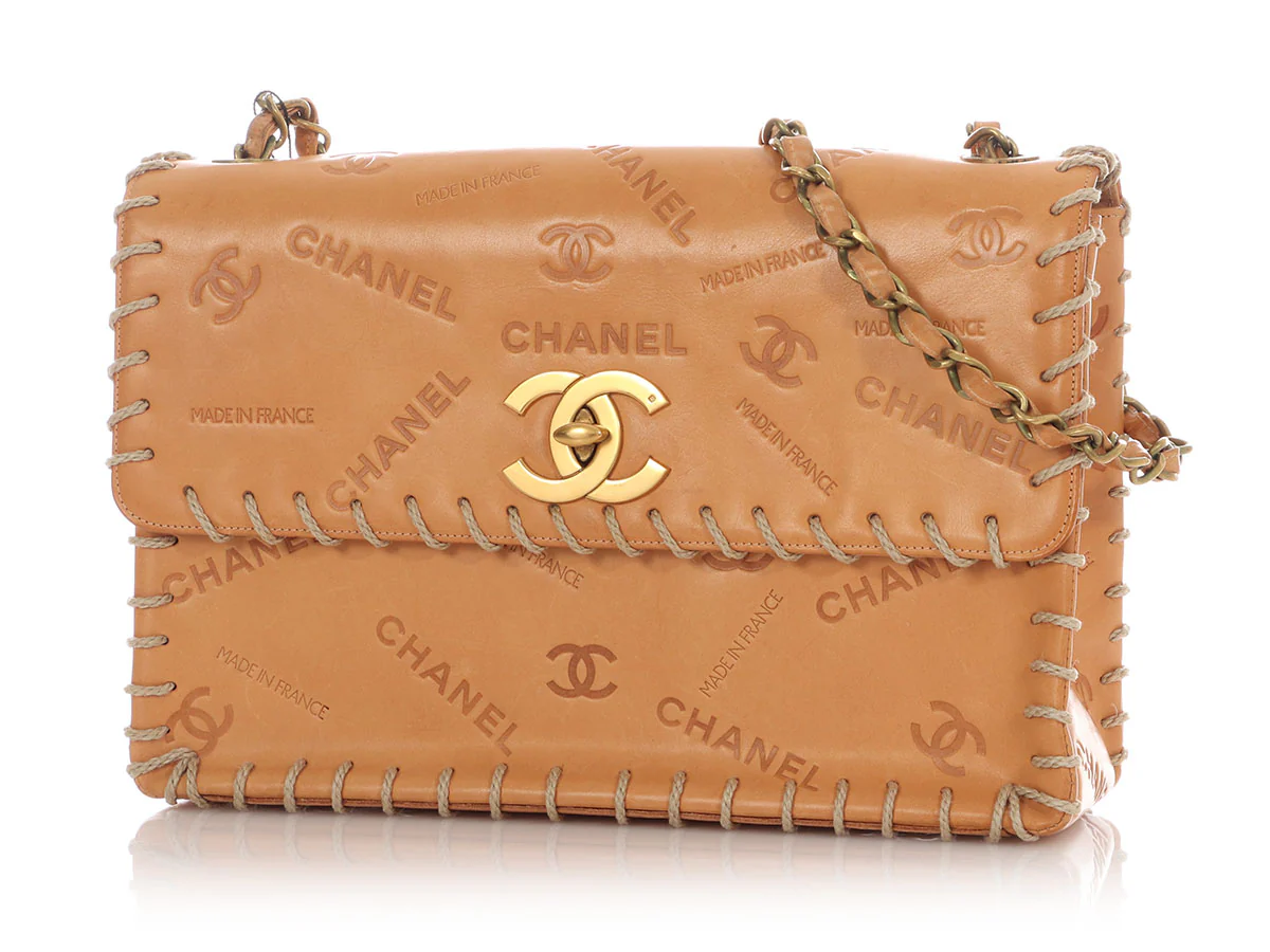 Chanel Tan Whipstitched Embossed Flap - Image 3