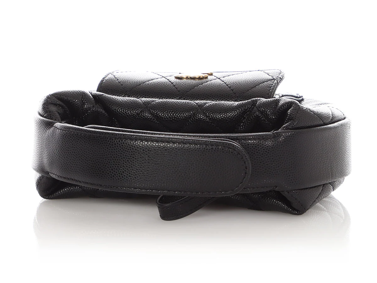 Chanel Black Quilted Caviar Mini Round Polly Pocket Pouch Hobo - Image 8
