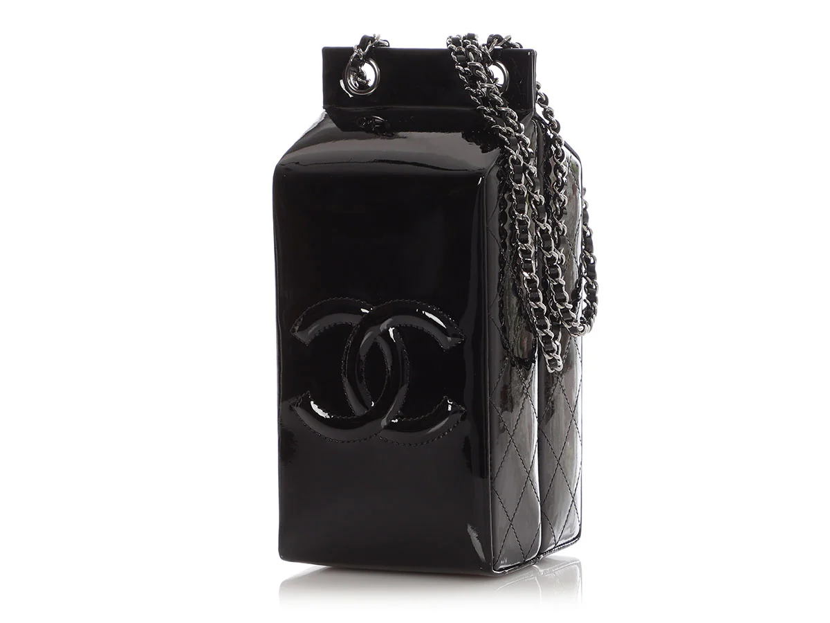 Chanel Black Patent Milk Carton Bag - Image 4
