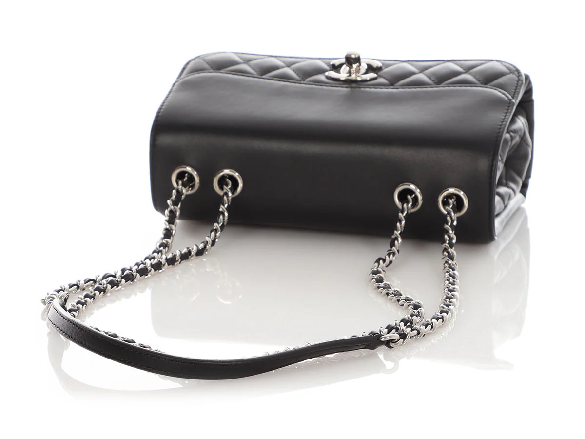 Chanel Small Black Part-Quilted Lambskin Tramezzo Flap - Image 8