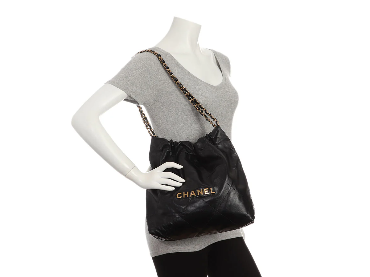 Chanel Small Black Quilted Shiny Calfskin 22 - Image 9