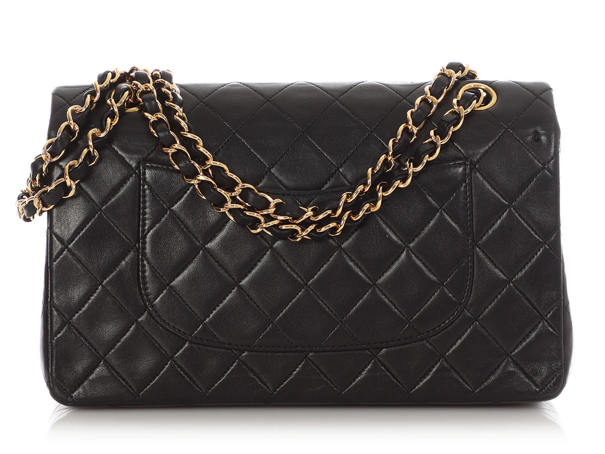 Chanel Vintage Medium/Large Black Quilted Lambskin Classic Double Flap - Image 4