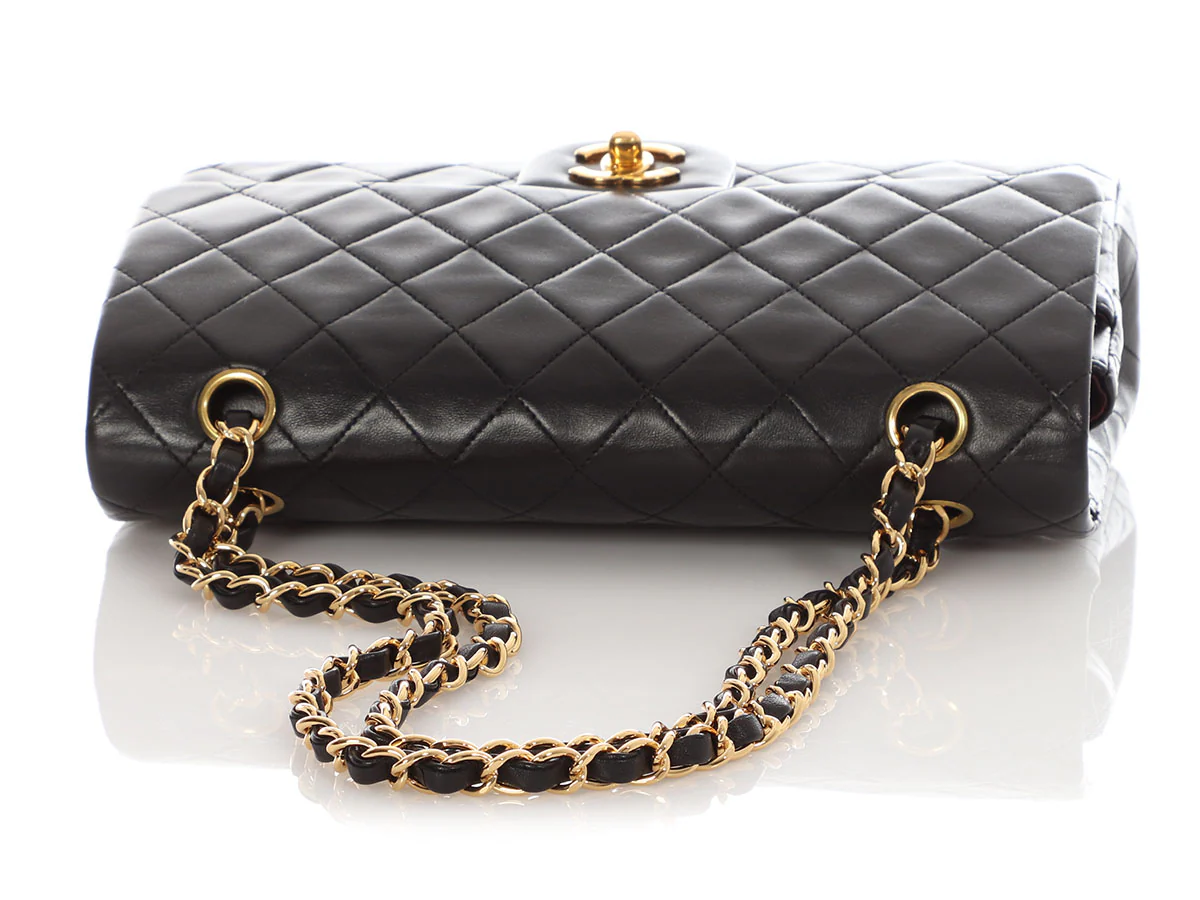 Chanel Vintage Medium/Large Black Quilted Lambskin Classic Double Flap - Image 7