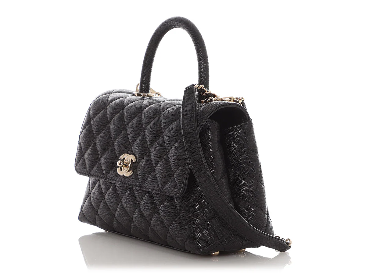Chanel Mini Black Quilted Caviar Coco Handle Flap - Image 3