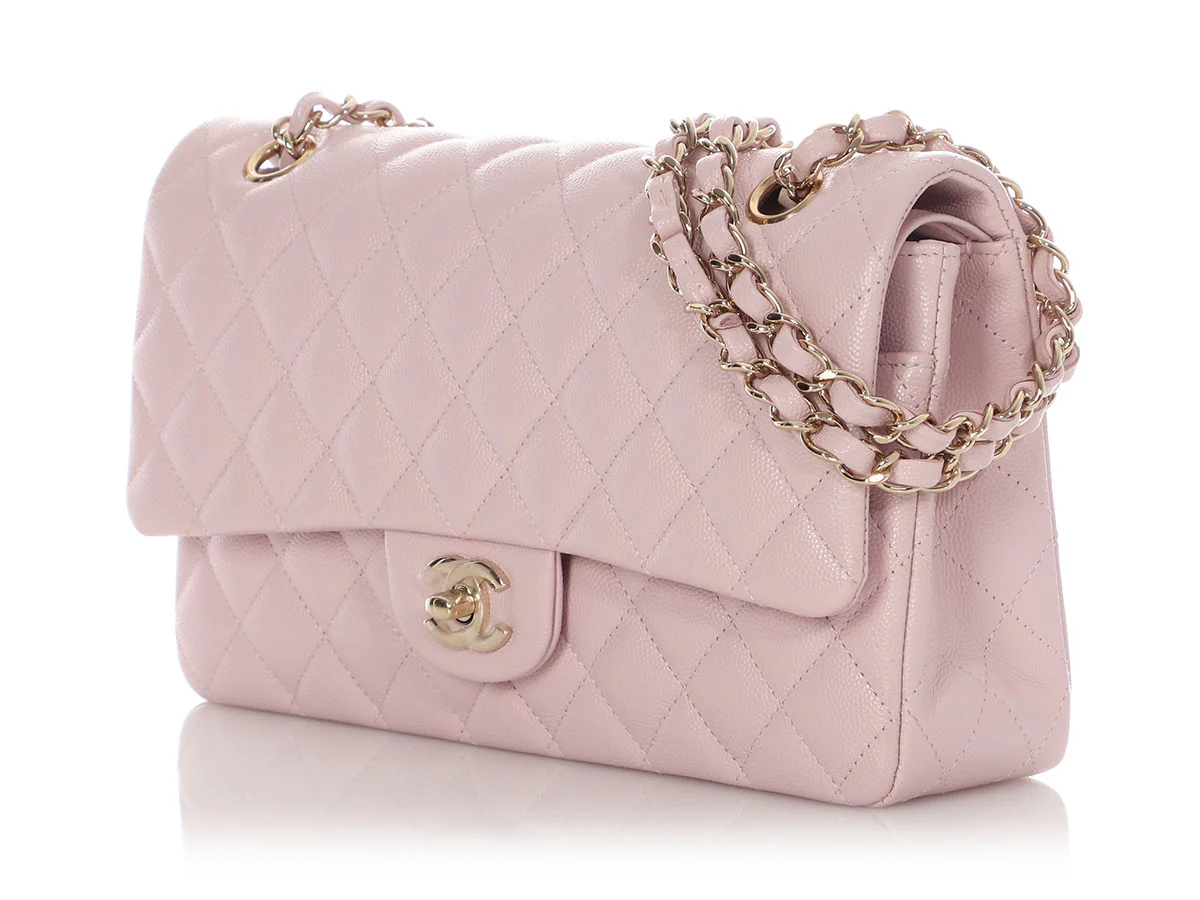 Chanel Medium/Large 21S Light Pink Rose Claire Caviar Classic Double Flap - Image 4