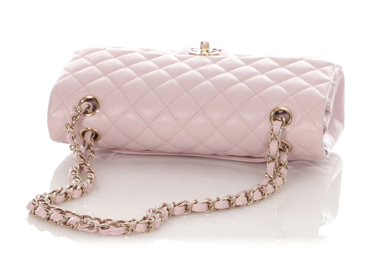 Chanel Medium/Large 21S Light Pink Rose Claire Caviar Classic Double Flap - Image 8