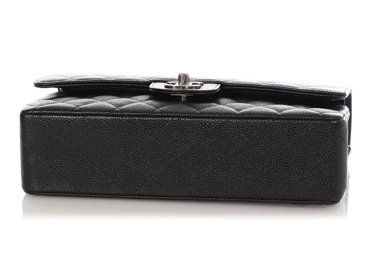 Chanel Medium/Large Black Quilted Caviar Classic Double Flap - Image 6