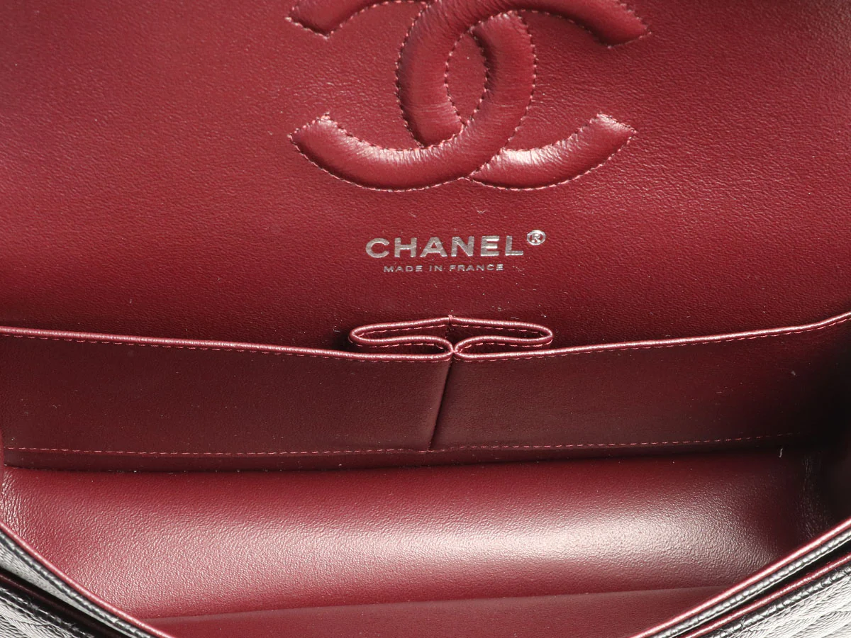 Chanel Medium/Large Black Quilted Caviar Classic Double Flap - Image 9