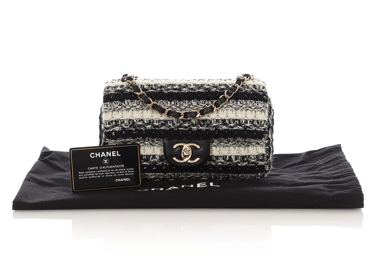 Chanel Mini Black and White Tweed Classic - Image 2