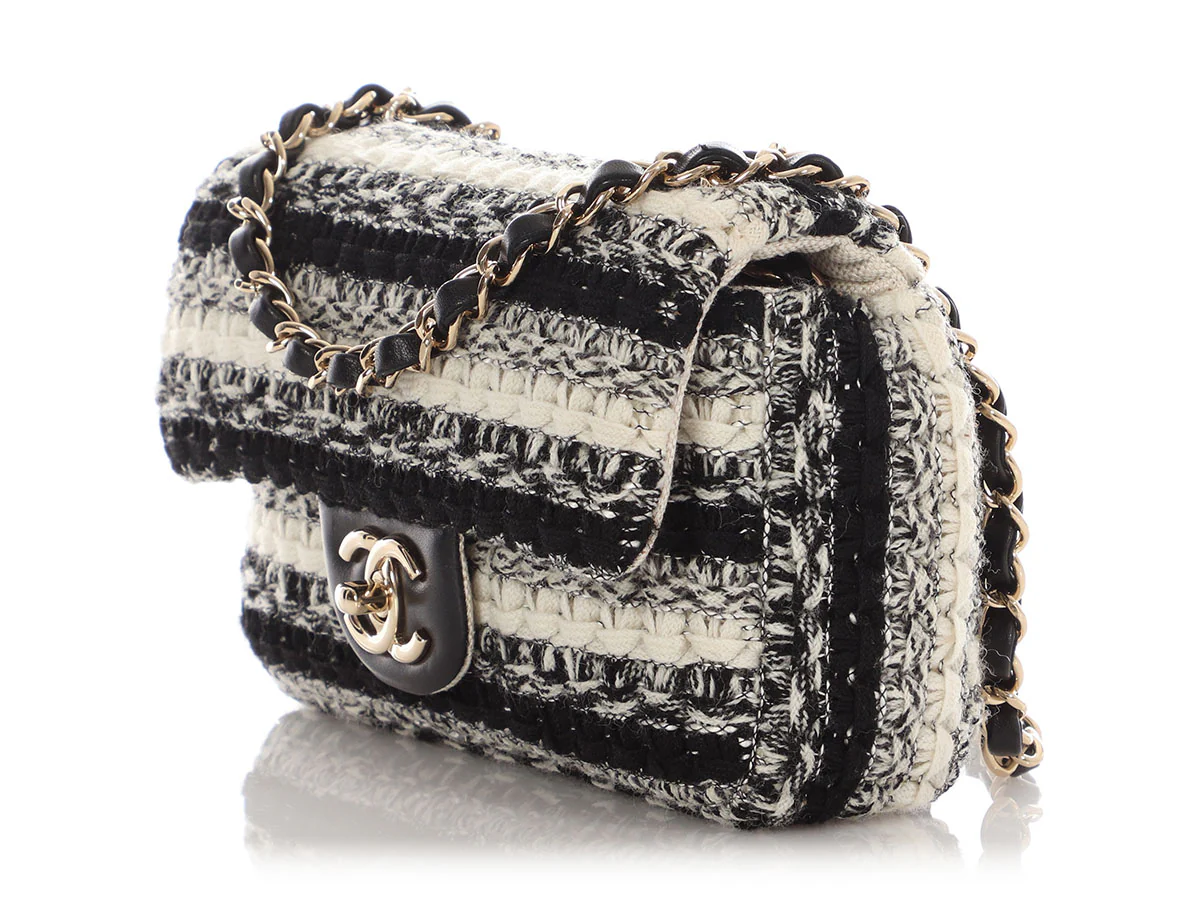 Chanel Mini Black and White Tweed Classic - Image 4