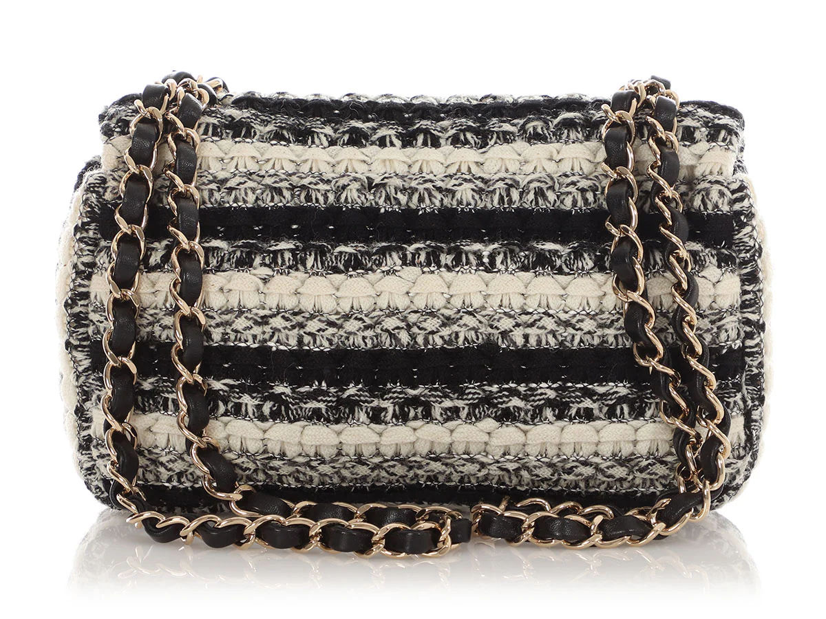 Chanel Mini Black and White Tweed Classic - Image 5