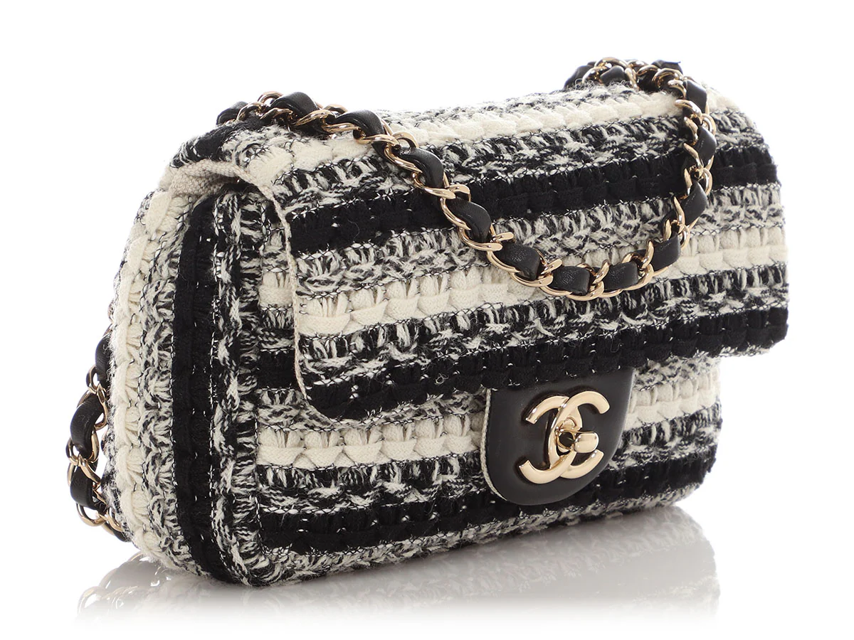 Chanel Mini Black and White Tweed Classic - Image 6