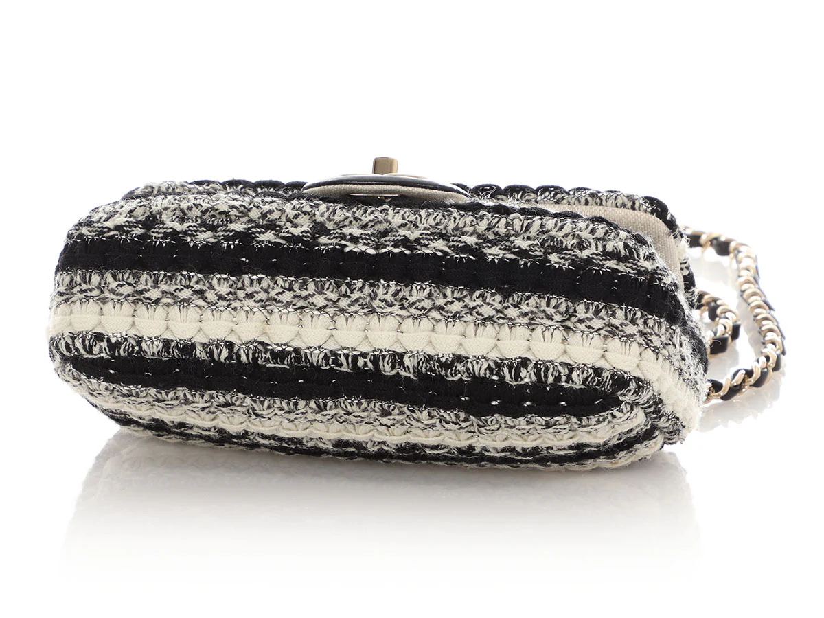Chanel Mini Black and White Tweed Classic - Image 7