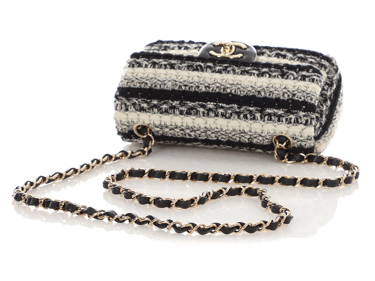 Chanel Mini Black and White Tweed Classic - Image 8