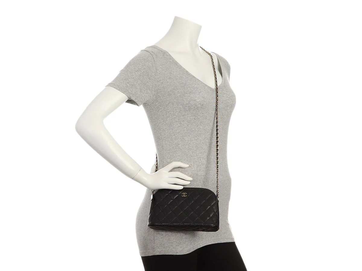 Chanel Small Black Quilted Caviar Crossbody Pouch - Image 10