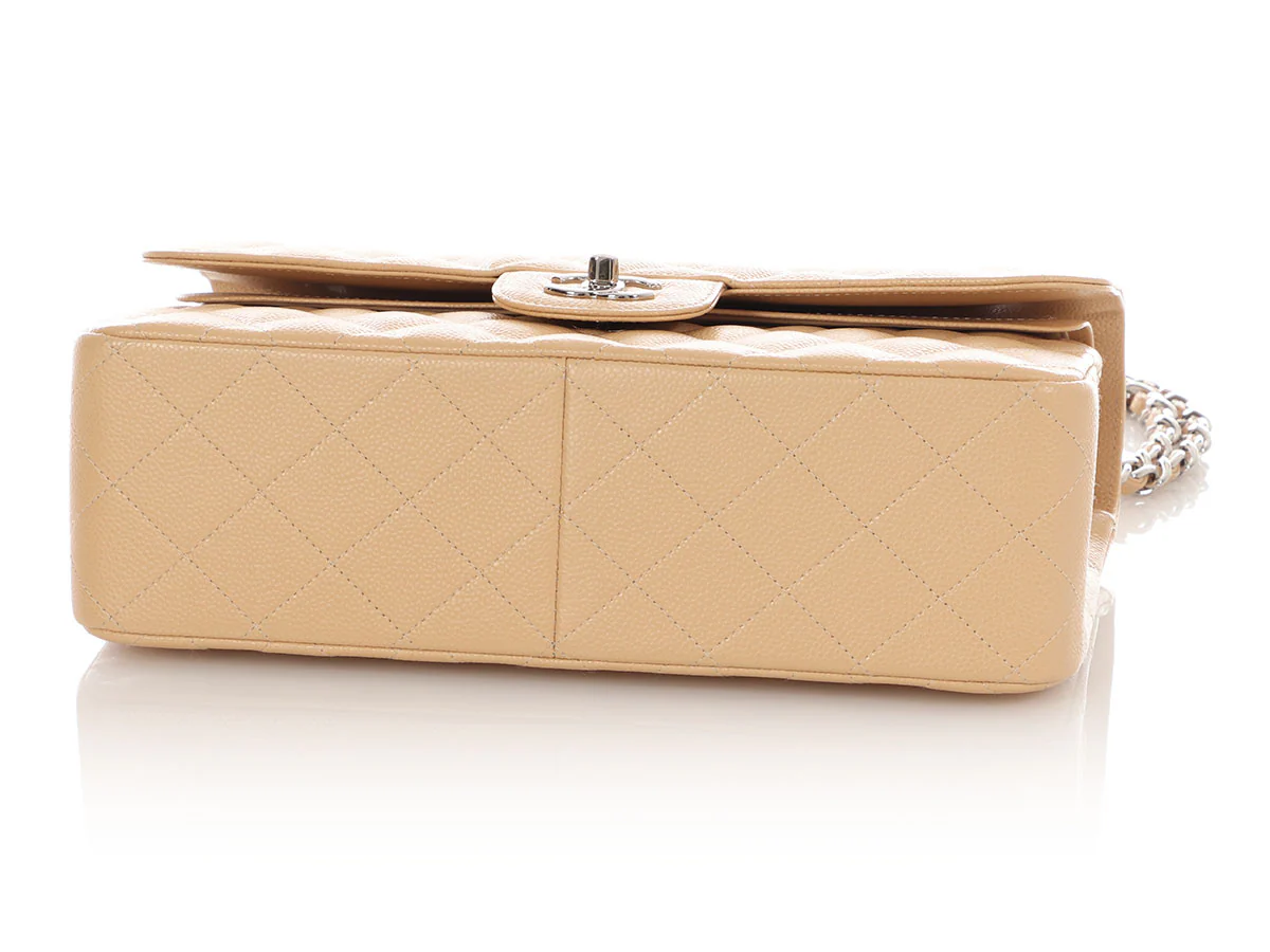 Chanel Jumbo Beige Quilted Caviar Classic Double Flap - Image 7