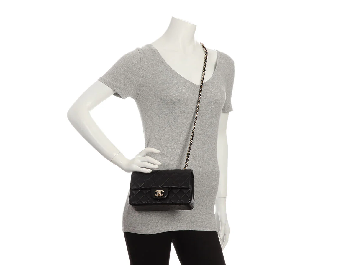 Chanel Mini Black Quilted Lambskin Rectangular Classic - Image 10
