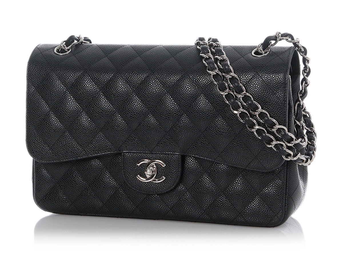 Chanel Jumbo Black Quilted Caviar Classic Double Flap - Image 3