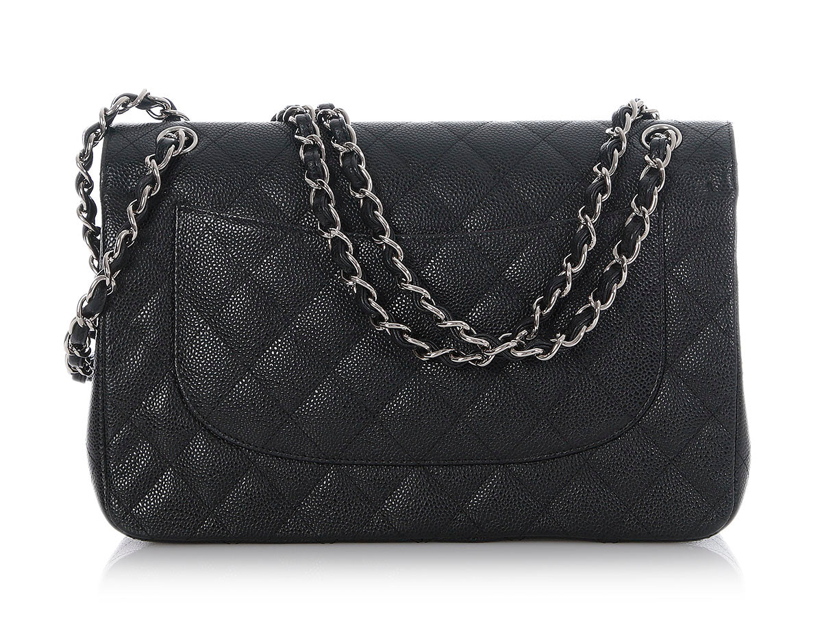 Chanel Jumbo Black Quilted Caviar Classic Double Flap - Image 5