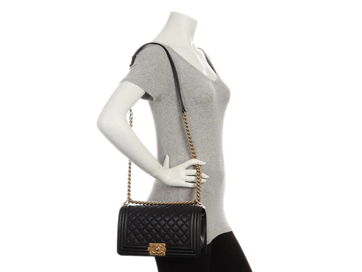 Chanel Old Medium Black Quilted Calfskin Boy Bag - Image 10