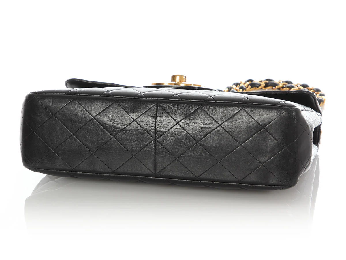 Chanel Vintage Jumbo Black Quilted Lambskin Classic Single Flap - Image 6
