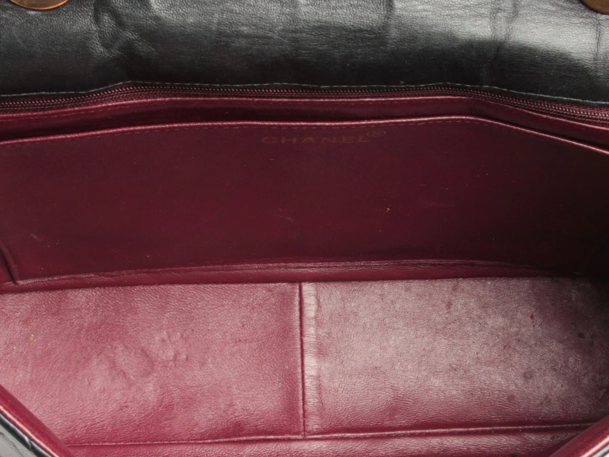Chanel Vintage Jumbo Black Quilted Lambskin Classic Single Flap - Image 8