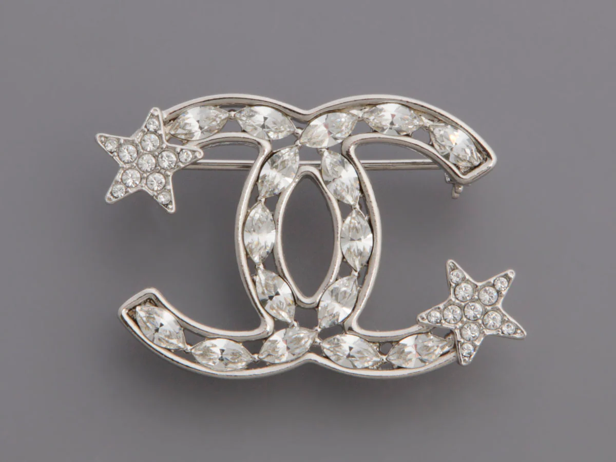 Chanel Crystal CC Stars Brooch - Image 2