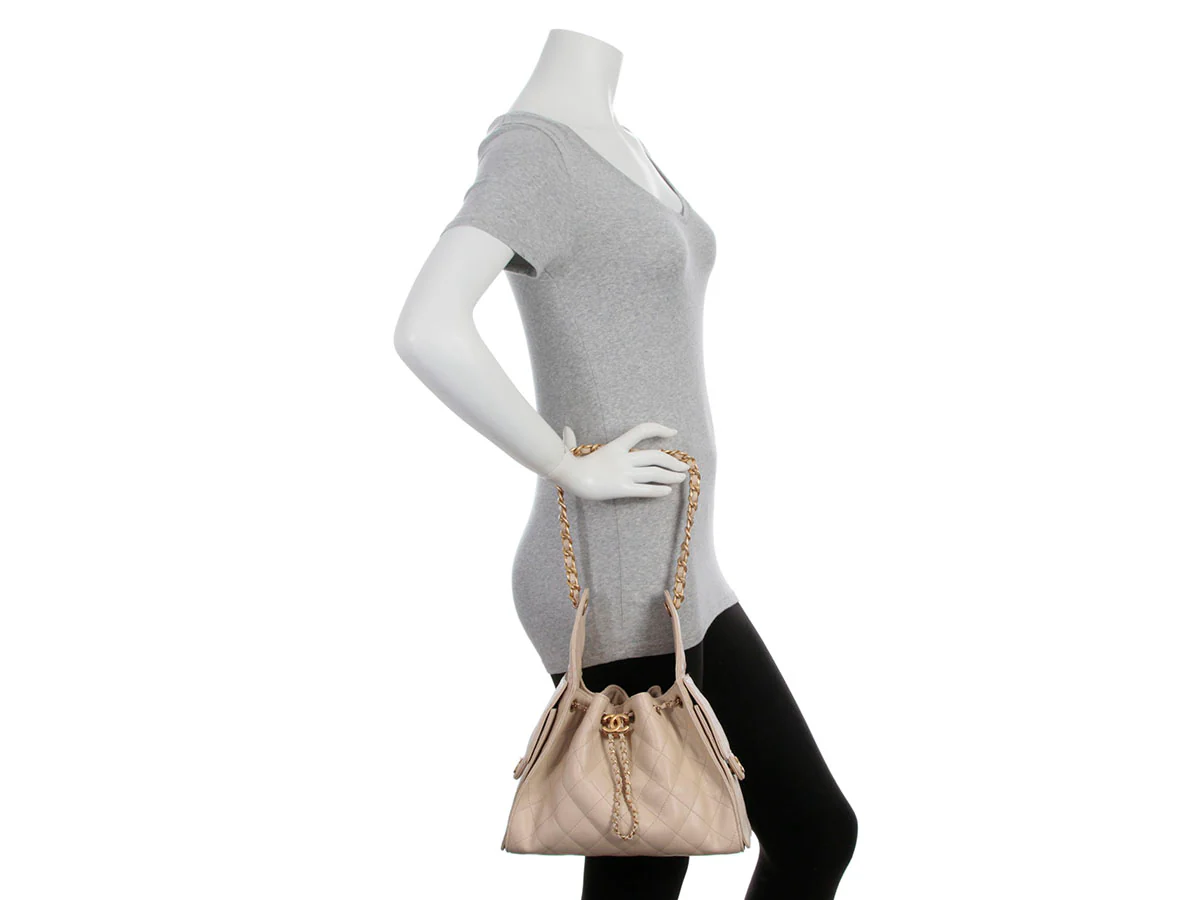 Chanel Small Beige Quilted Calfskin 25 Bag - Image 10