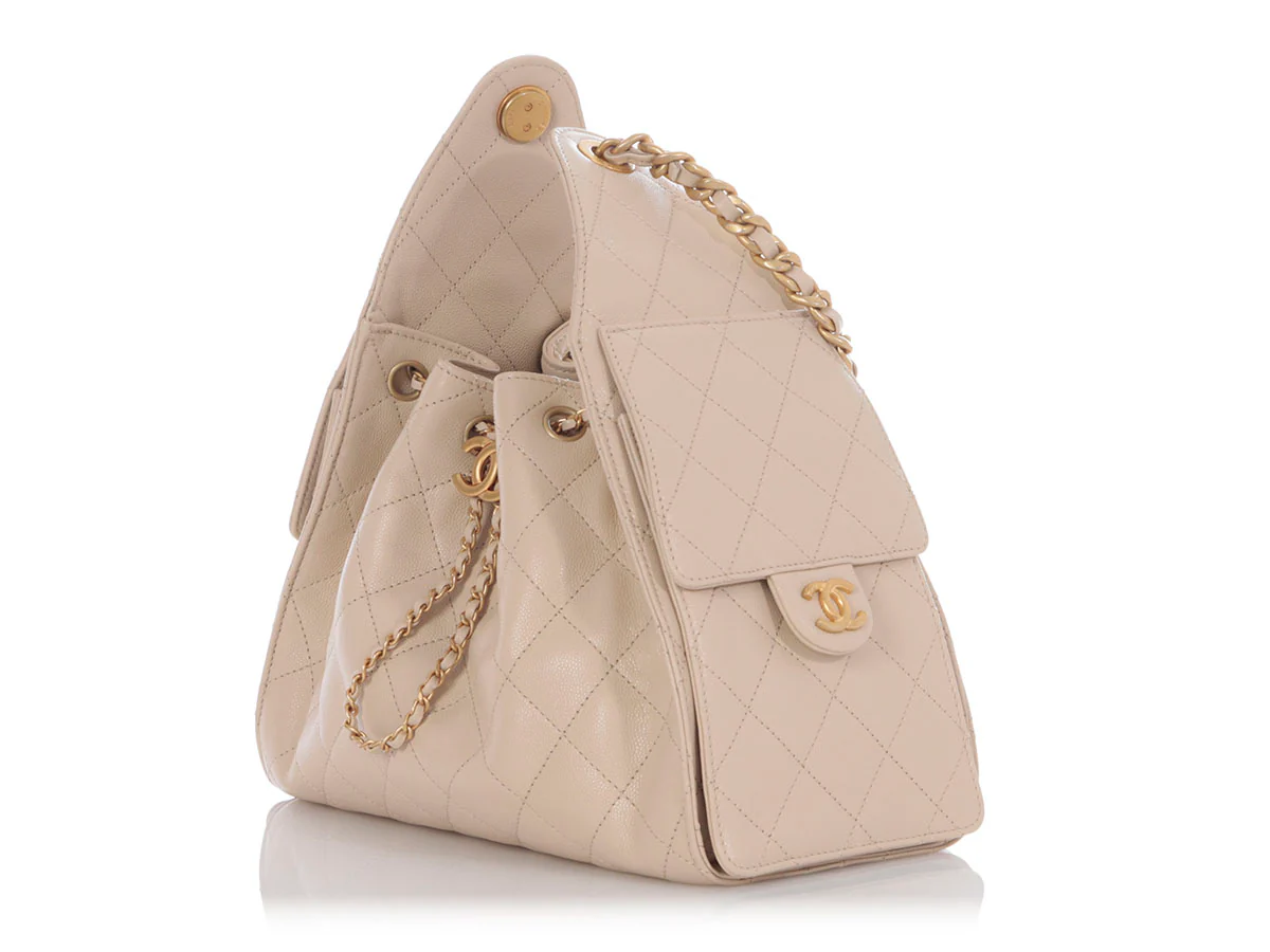 Chanel Small Beige Quilted Calfskin 25 Bag - Image 4